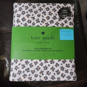 kate spade Leopard Floral Print 4-Piece King Sheet Set Animal Print NIP New